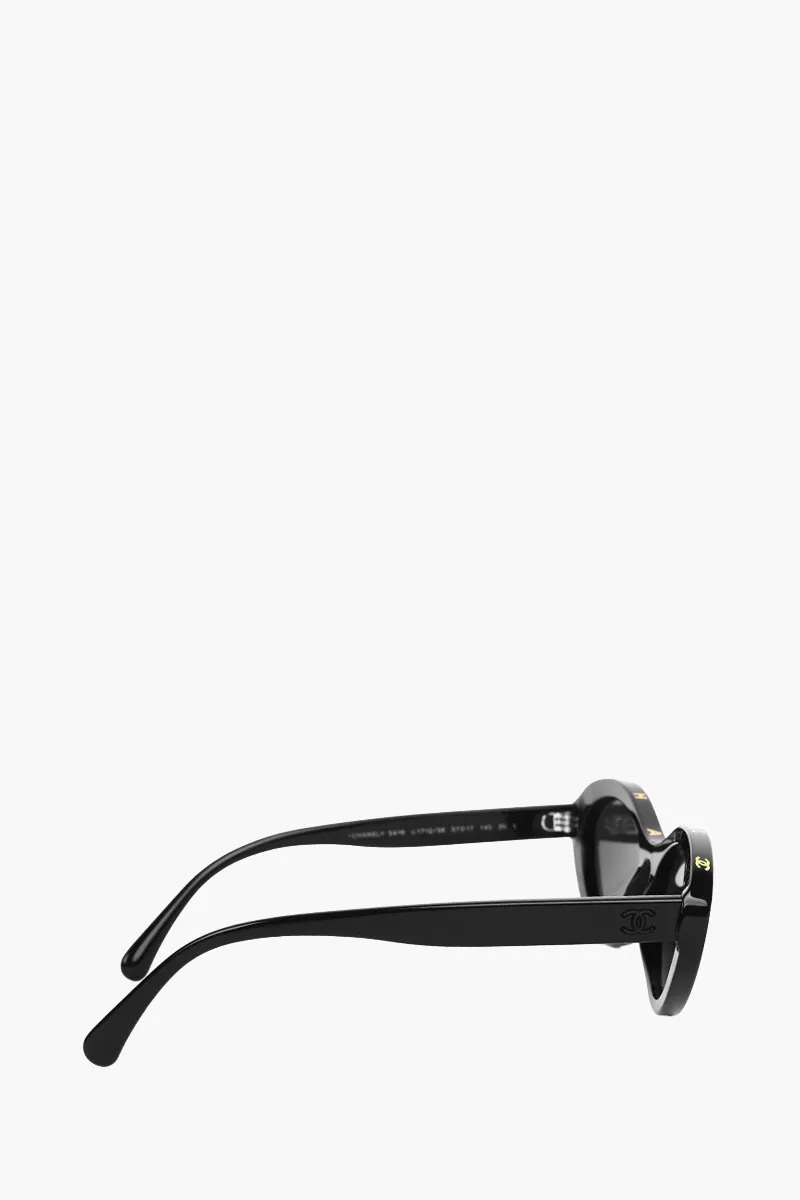 CHANEL Women Oval Cat Eye Sunglasses in Black Yellow/Grey Acetate 1