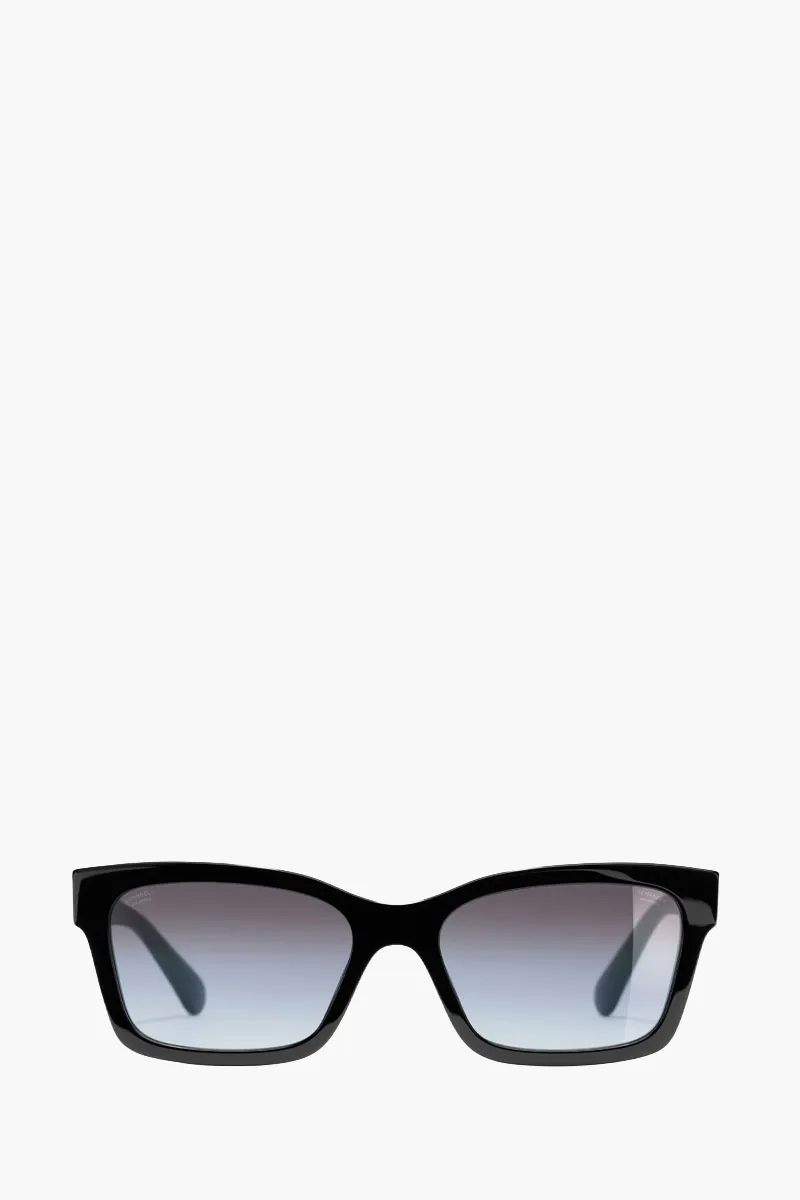 CHANEL CC Logo Square Sunglasses in Black/Grey Gradient Acetate 0