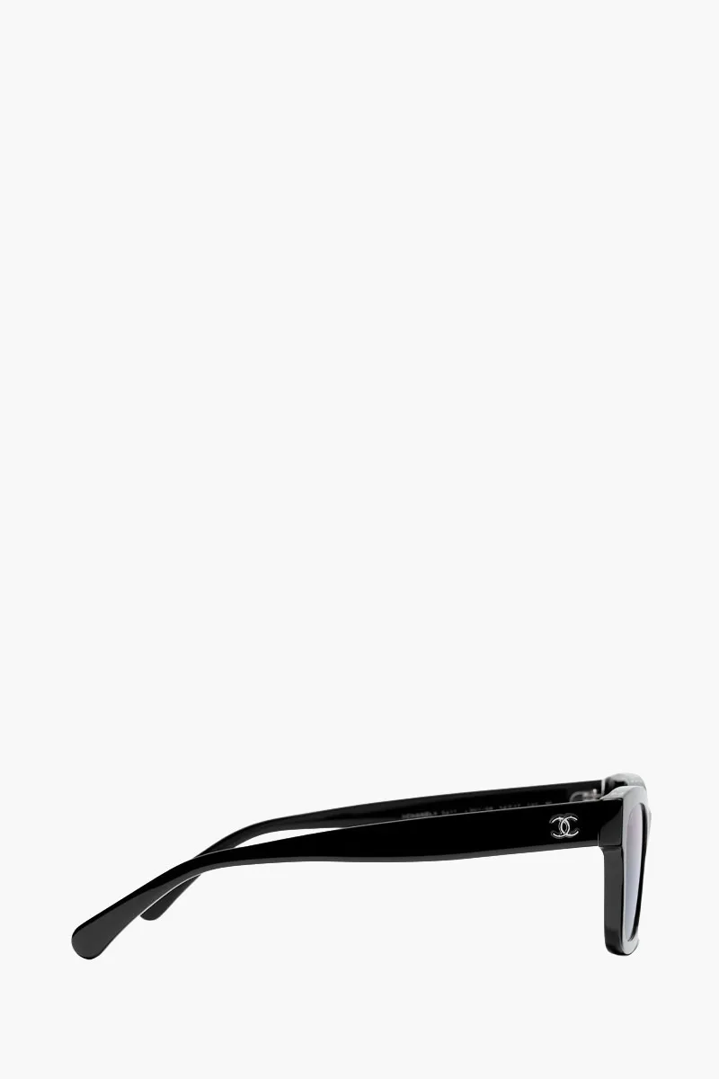 CHANEL CC Logo Square Sunglasses in Black/Grey Gradient Acetate 2
