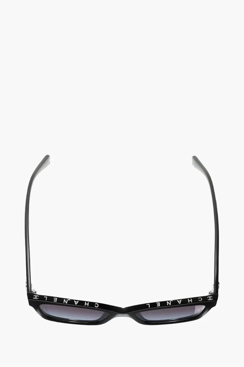 CHANEL CC Logo Square Sunglasses in Black/Grey Gradient Acetate 3