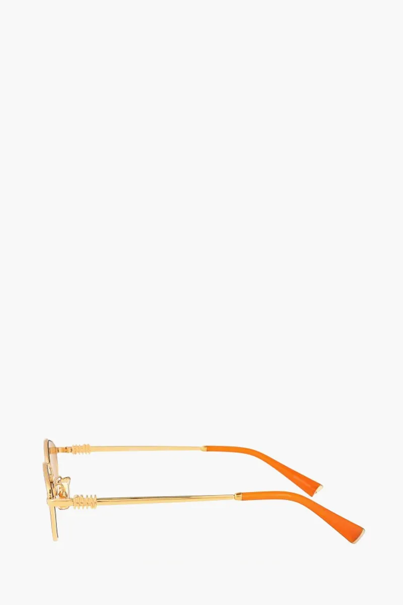 MIU MIU Rectangle Metal Sunglasses in Gold/Yellow with Logo 1