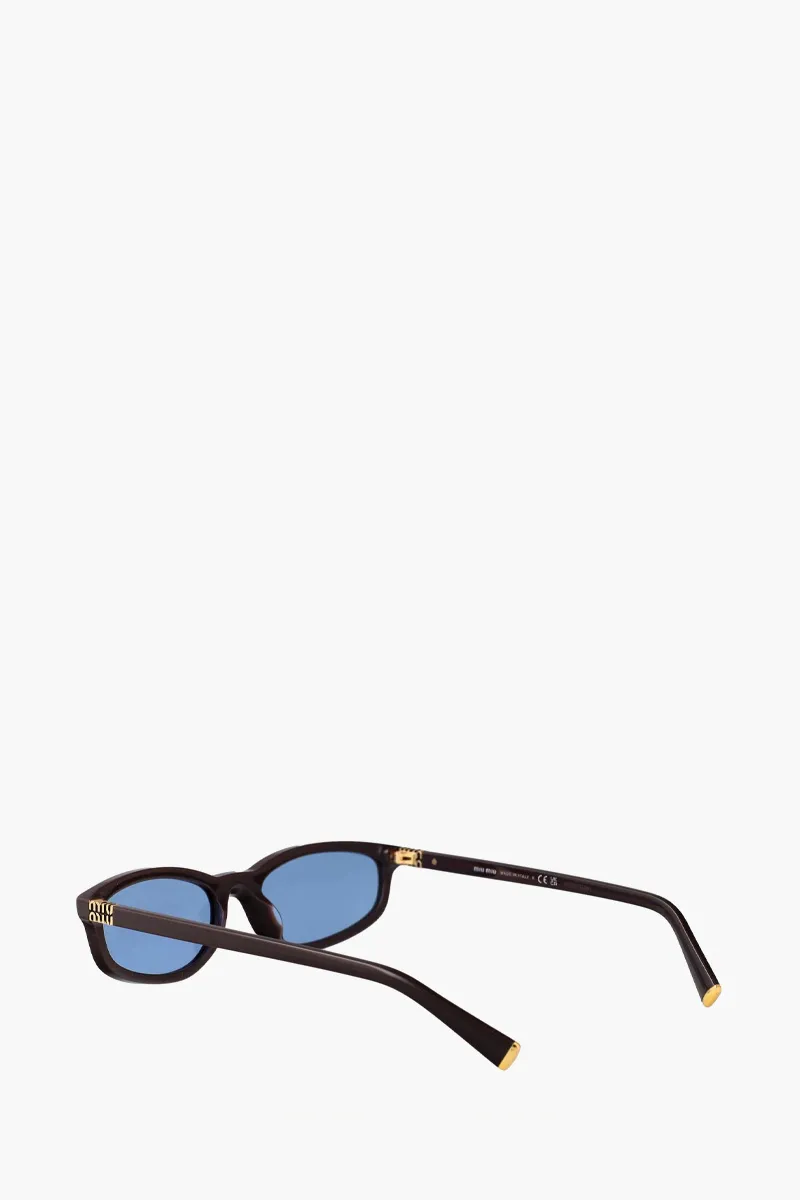 MIU MIU Irregular Sunglasses in Moka/Light Blue Acetate  3