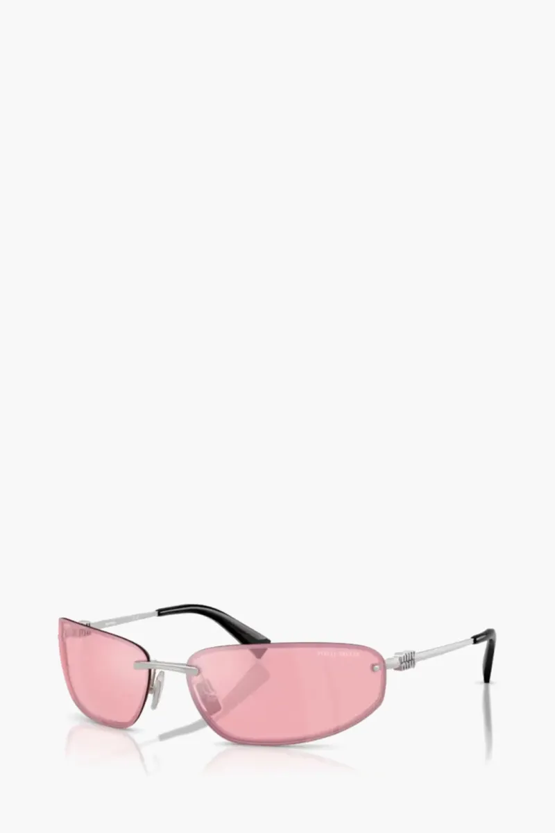MIU MIU Racing Sunglasses in Silver/Pink Metal 2