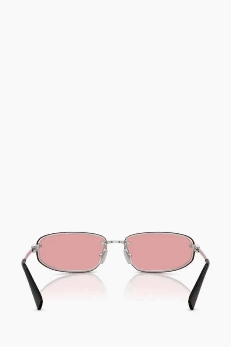 MIU MIU Racing Sunglasses in Silver/Pink Metal 3