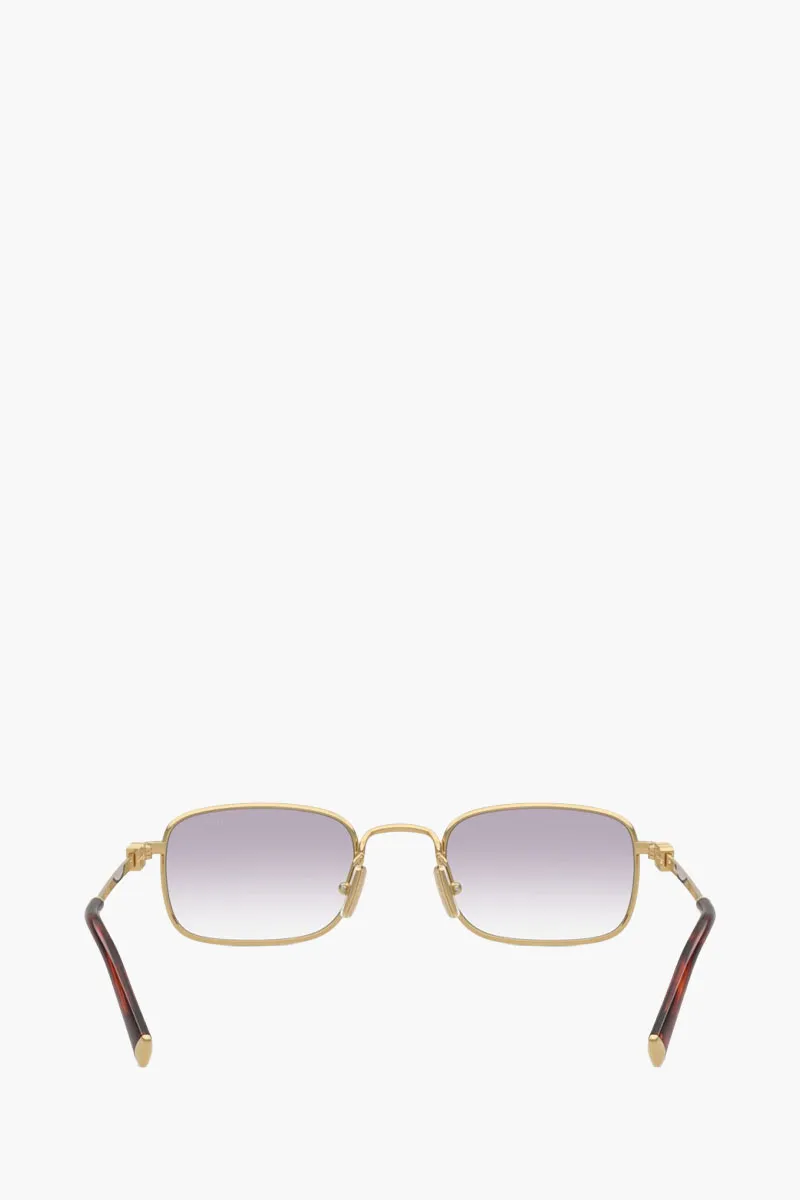 MIU MIU Rectangle Sunglasses in Gold/Clear Gradient Grey Metal 3