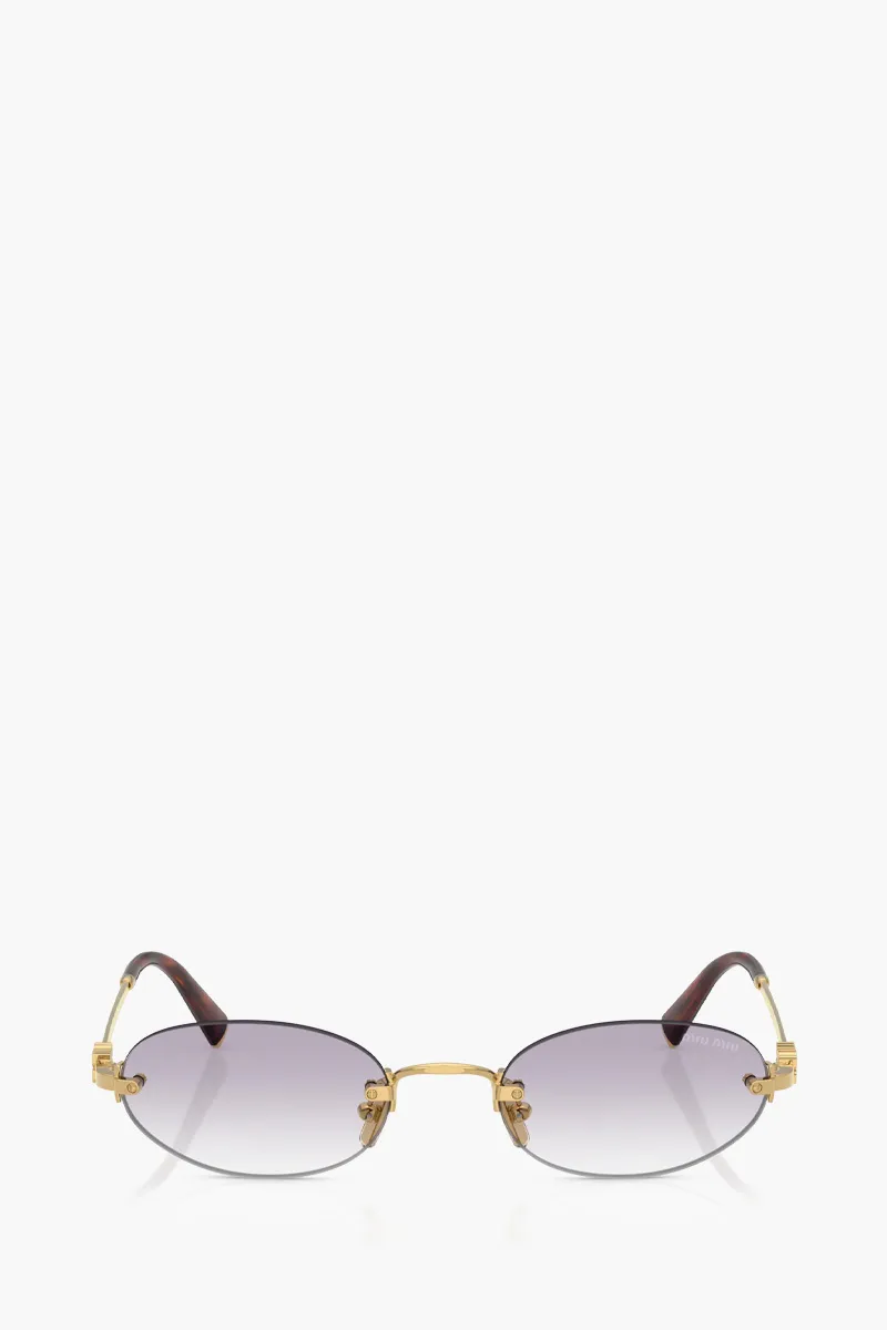 MIU MIU Oval Sunglasses in Gold/Grey 0