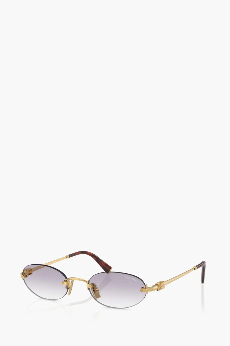 MIU MIU Oval Sunglasses in Gold/Grey 2