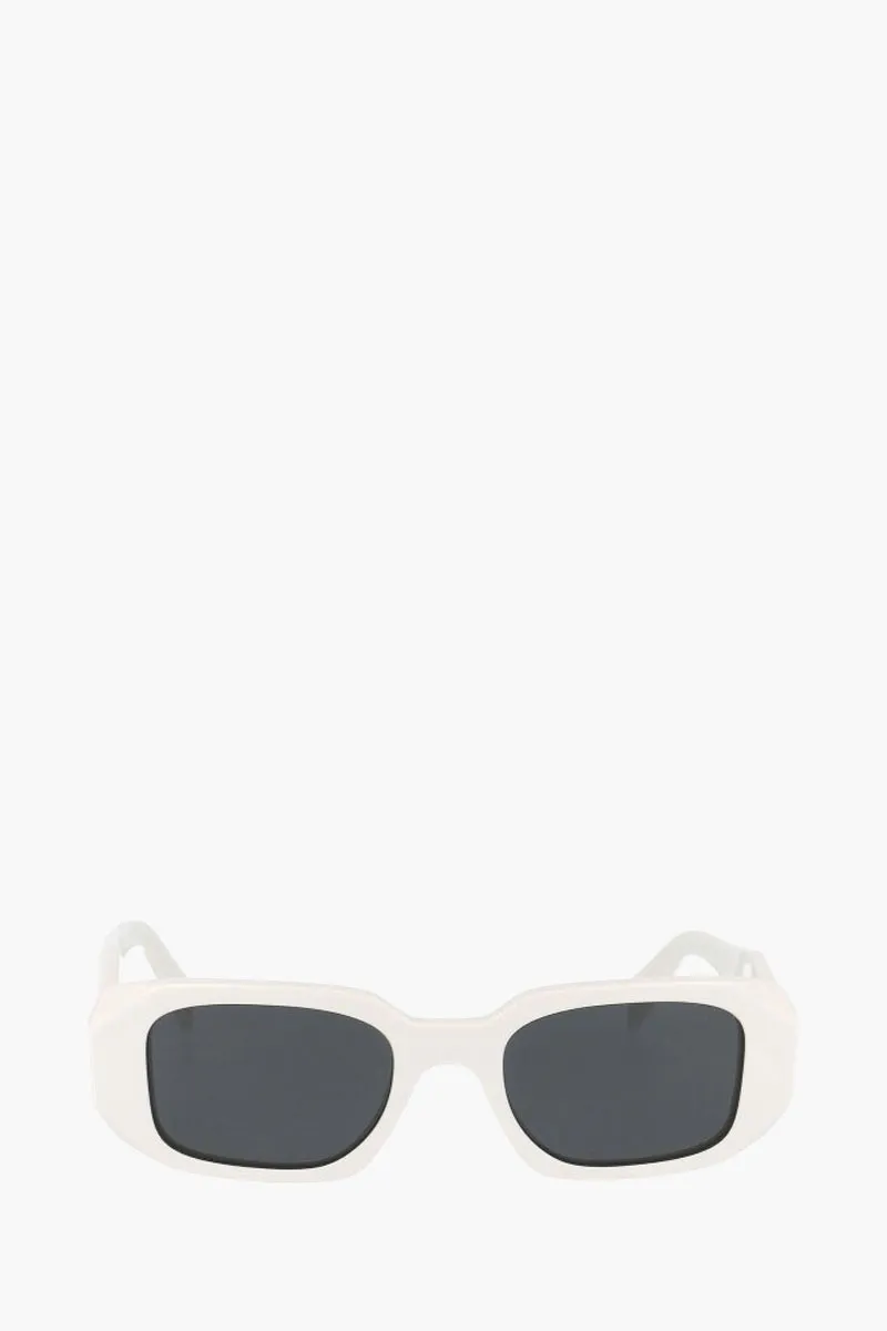 PRADA Rectangle Sunglasses in White/Grey Acetate 0