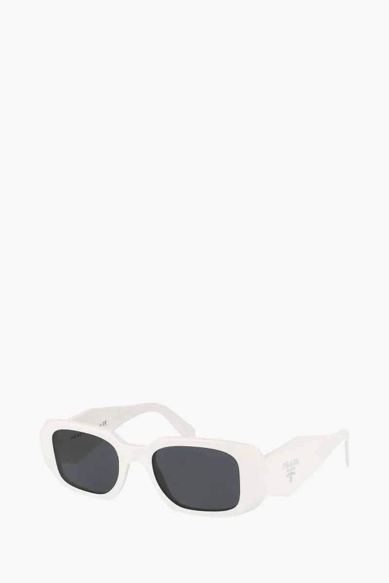 PRADA Rectangle Sunglasses in White/Grey Acetate 1