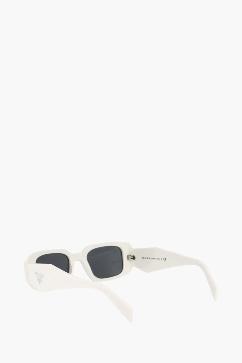 PRADA Rectangle Sunglasses in White/Grey Acetate 3