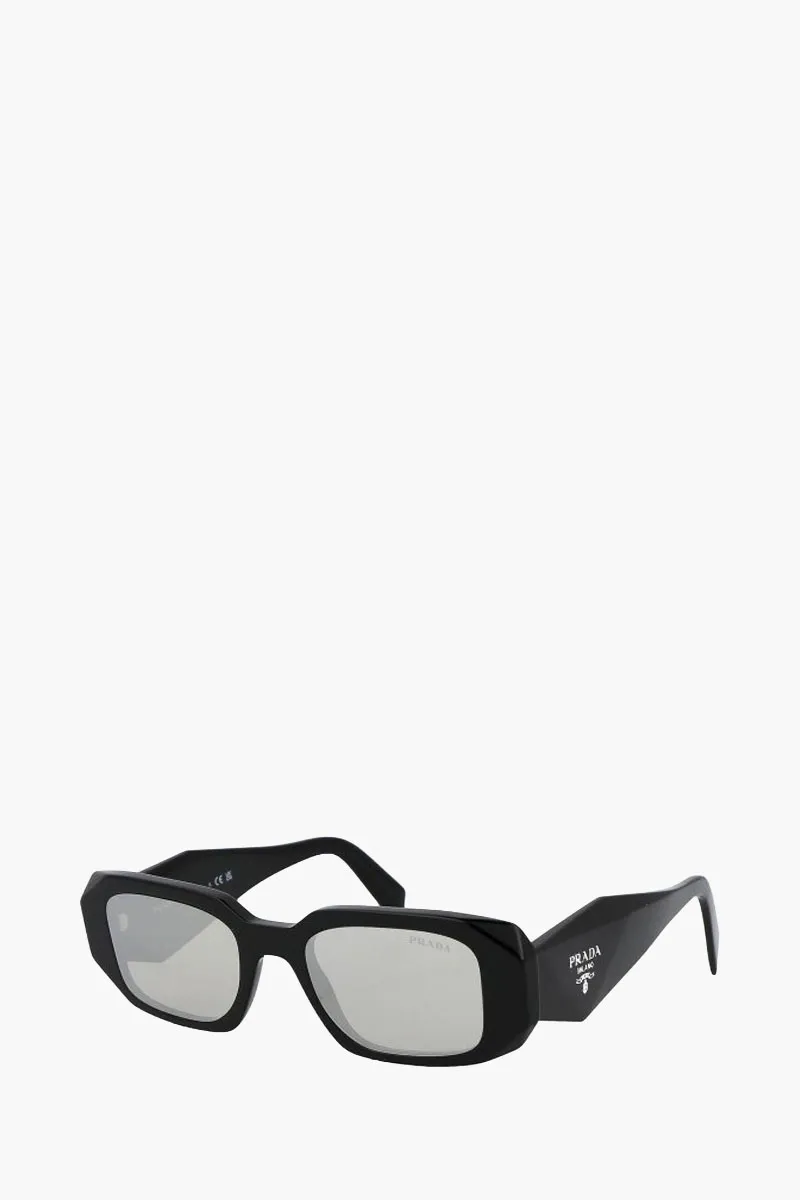 PRADA Rectangle Sunglasses in Black/Silver Acetate 1