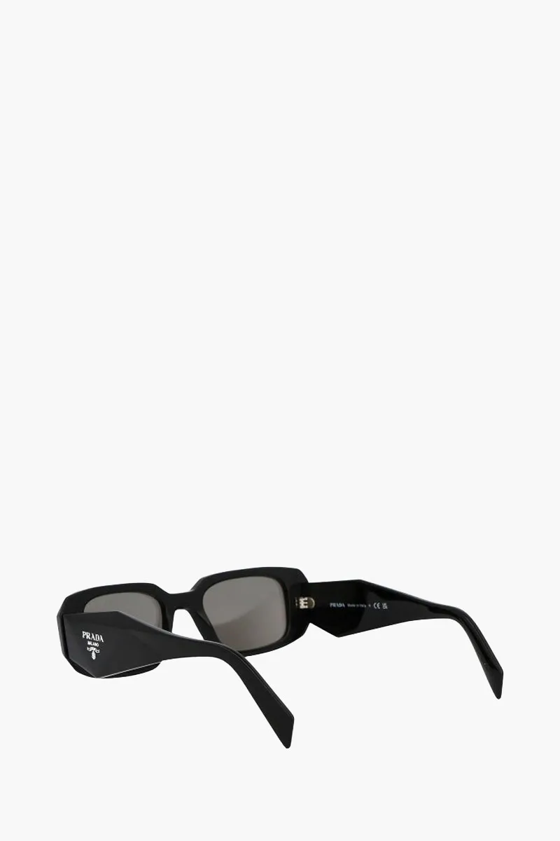 PRADA Rectangle Sunglasses in Black/Silver Acetate 3