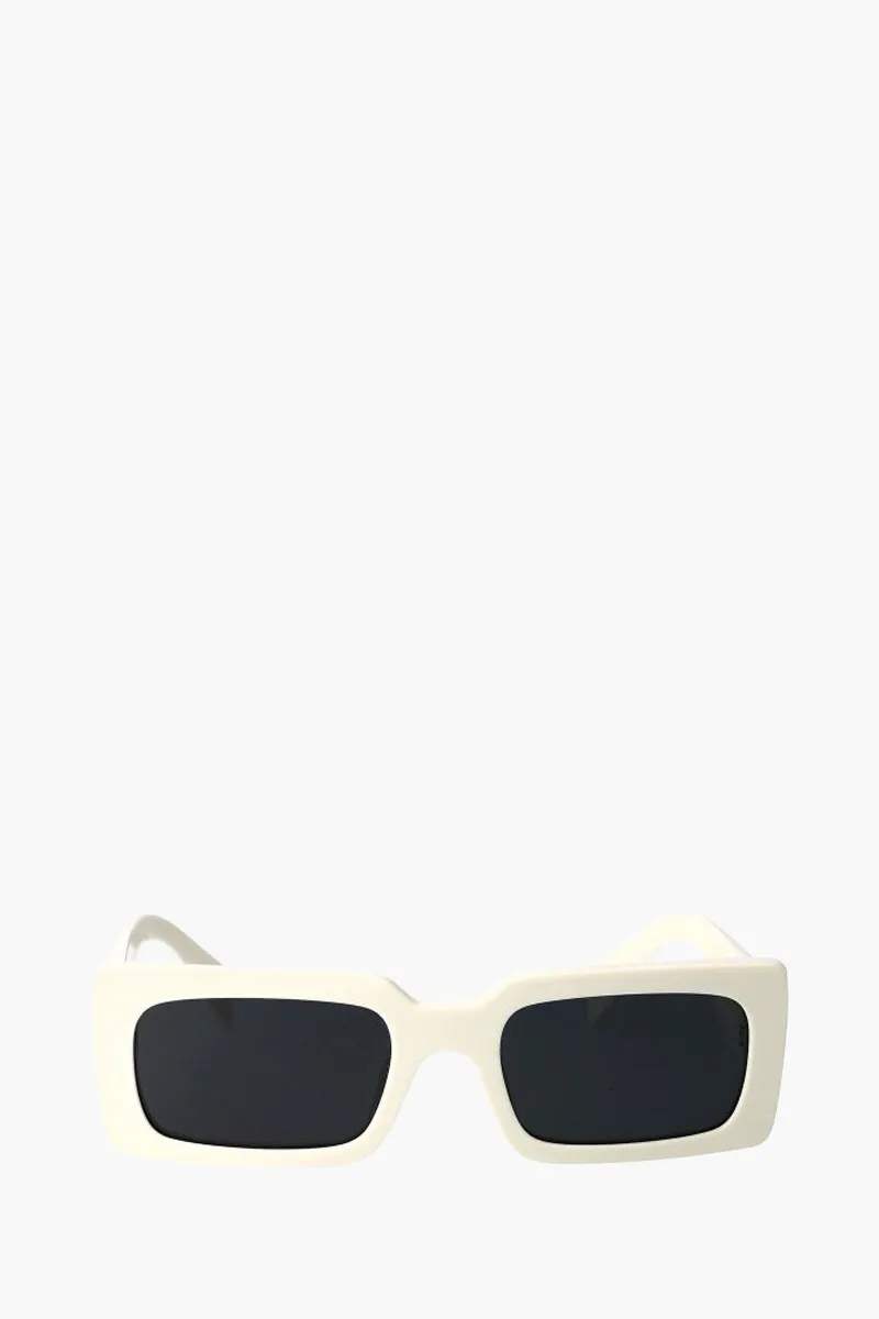 PRADA Women Rectangular Sunglasses in White/Dark Grey Acetate 0