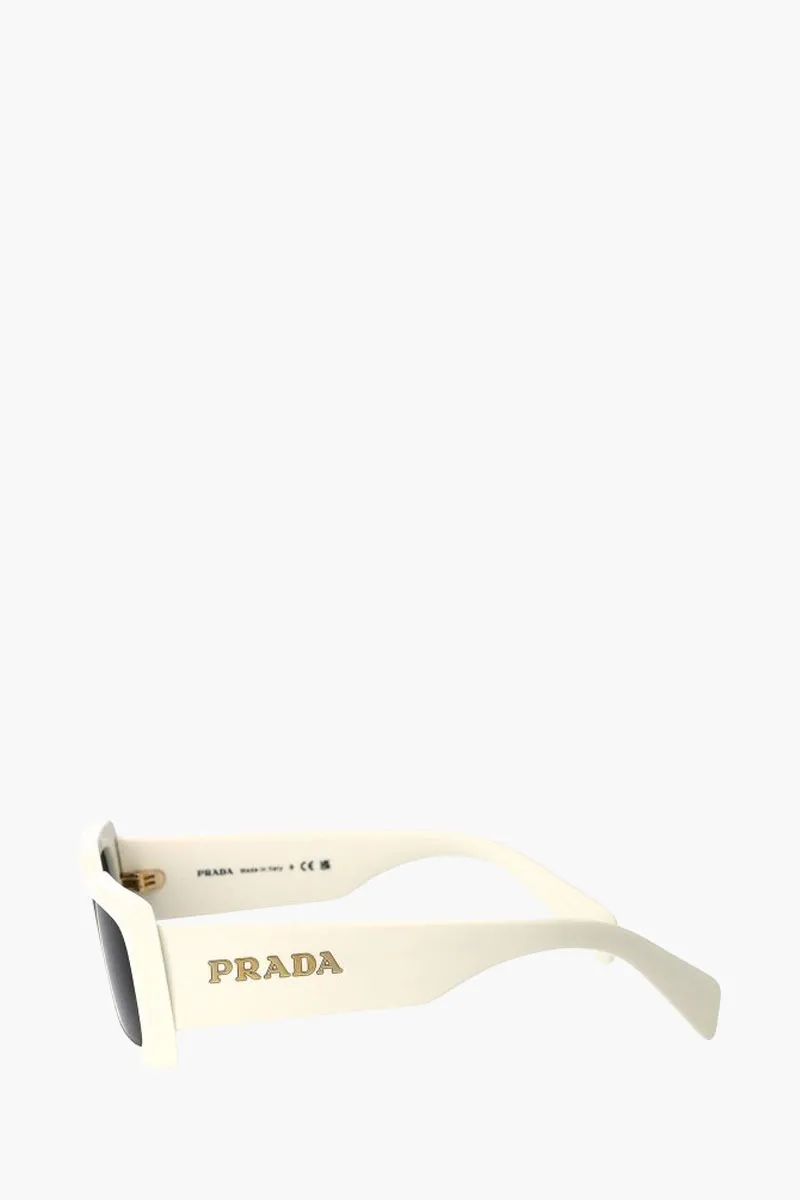 PRADA Women Rectangular Sunglasses in White/Dark Grey Acetate 2