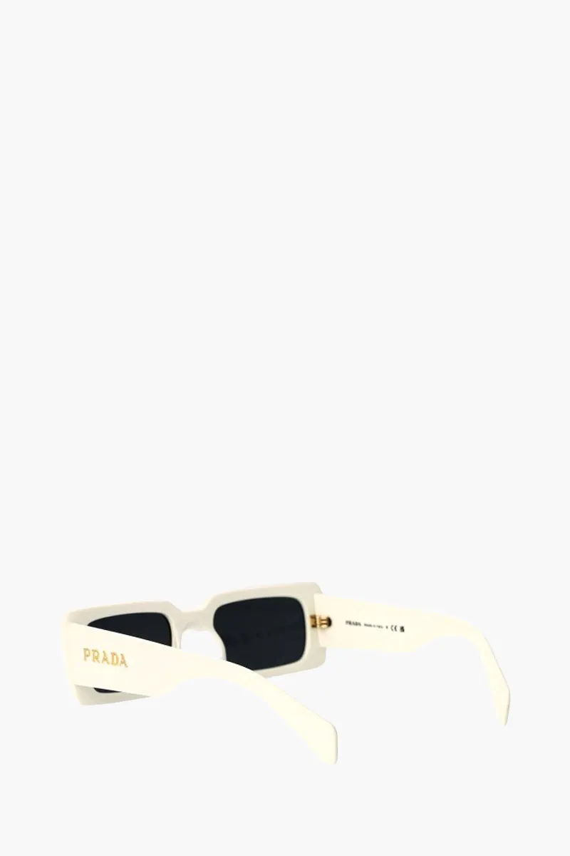 PRADA Women Rectangular Sunglasses in White/Dark Grey Acetate 3