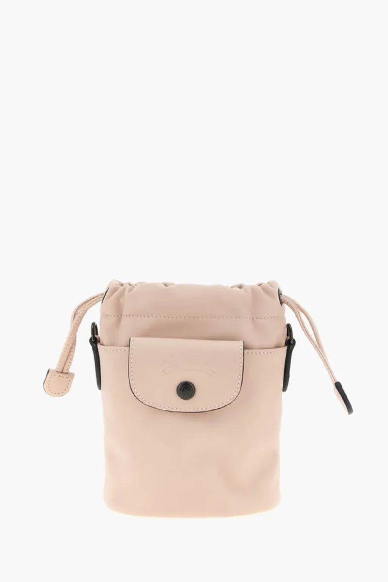 LONGCHAMP Le Pliage Xtra Drawstring Bucket Bag in Nude Pink Leather 0
