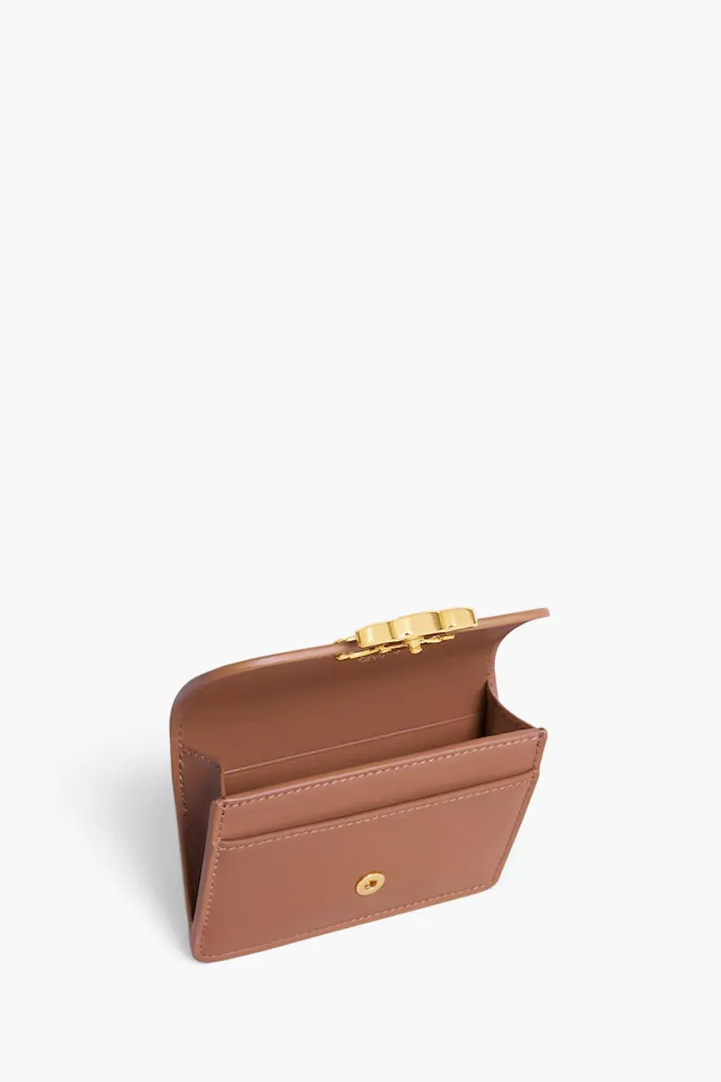 CELINE Card Holder With Flap Triomphe in Bronze Shiny Calfskin 3