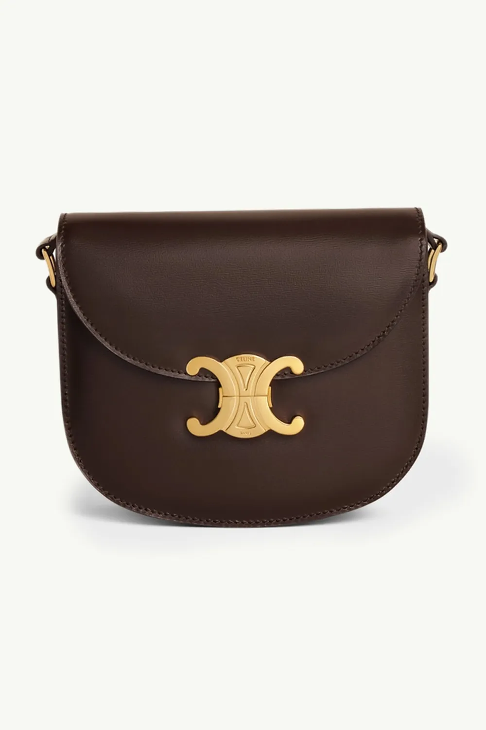 CELINE Teen Besace Triomphe Shoulder Bag in Brown Shiny Calfskin 0