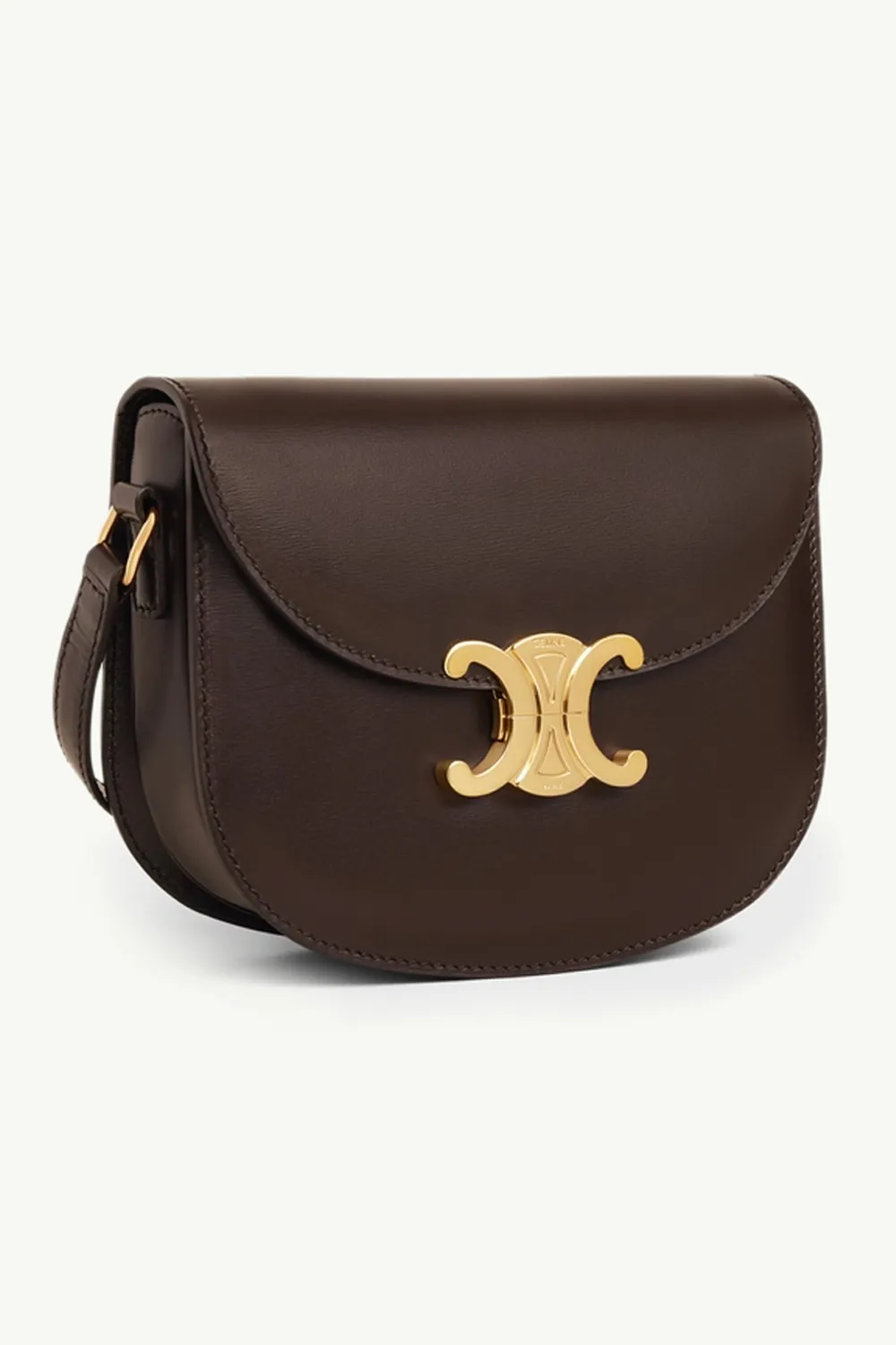 CELINE Teen Besace Triomphe Shoulder Bag in Brown Shiny Calfskin 2