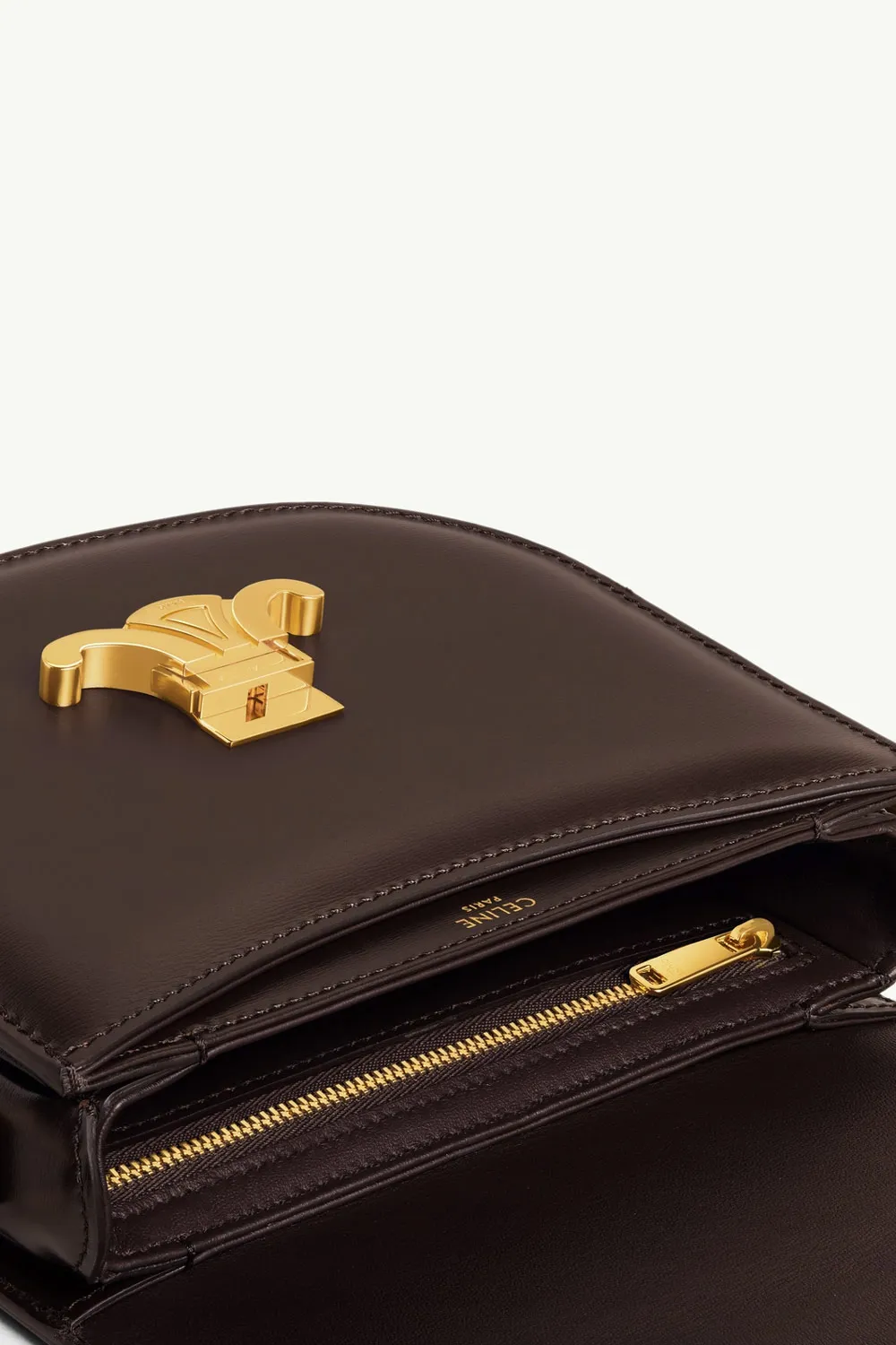 CELINE Teen Besace Triomphe Shoulder Bag in Brown Shiny Calfskin 3