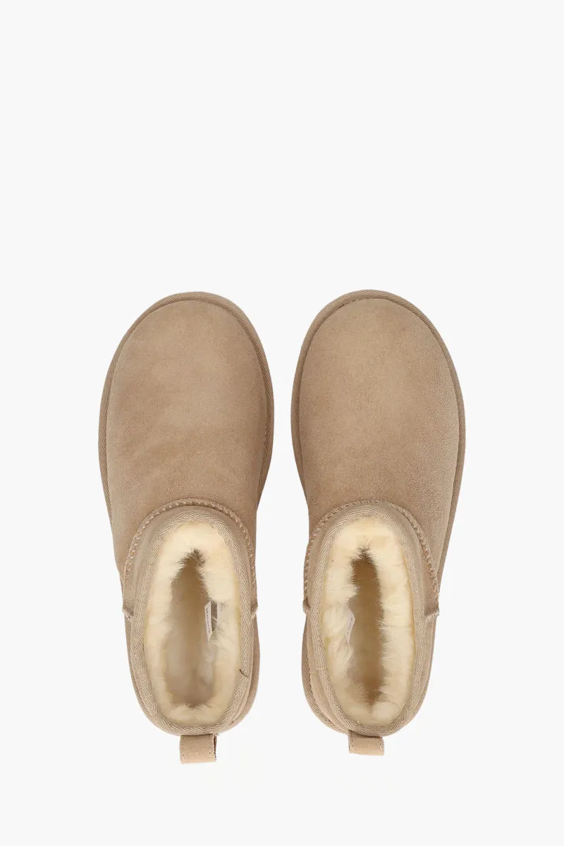UGG Women Classic Ultra Mini Ankle Boots in Sand Suede with Logo 3