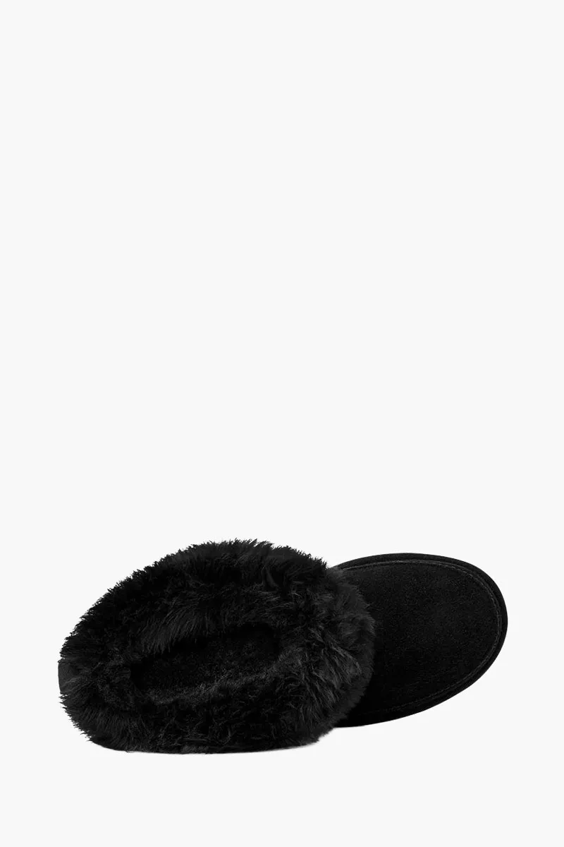UGG Women Classic Ultra Mini Chalet Boots in Black Suede with Logo 3