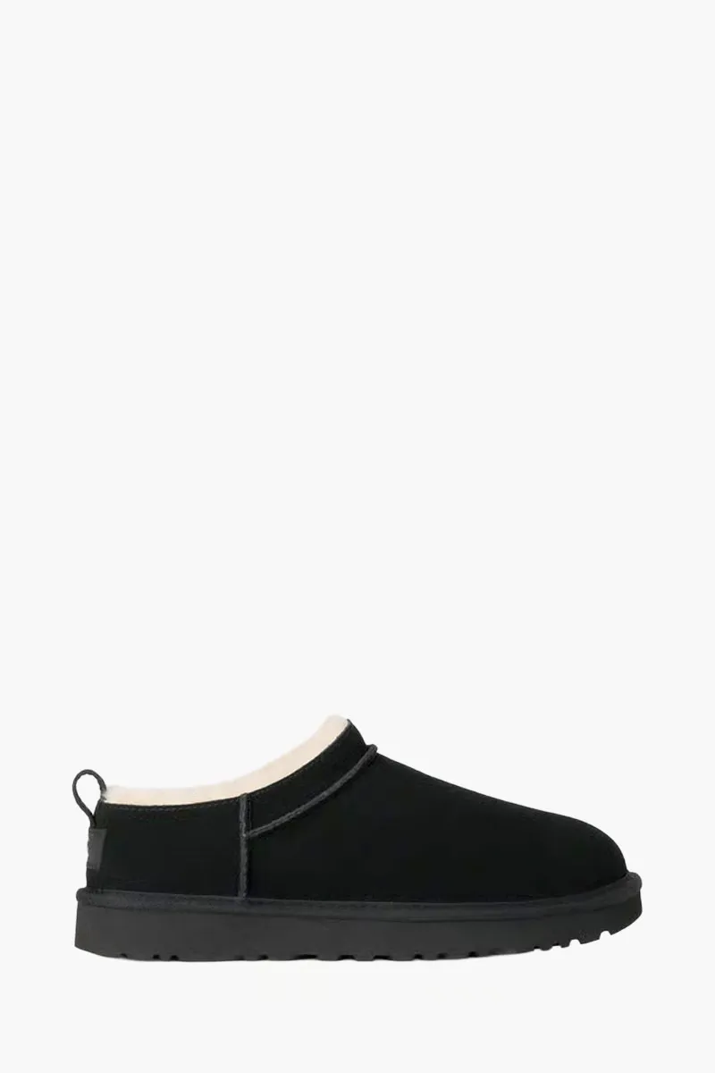 UGG Women Classic Micro Ankle Boots in Black Suede with Logo 0