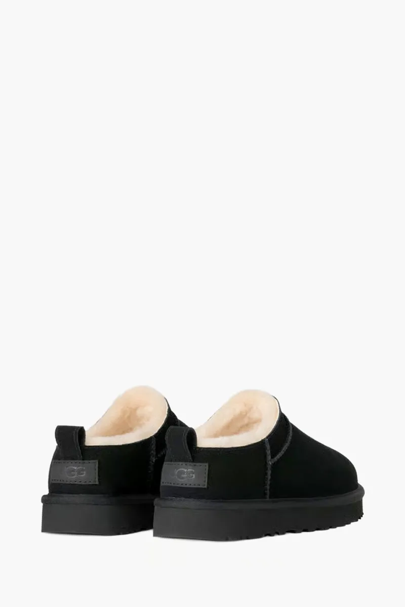 UGG Women Classic Micro Ankle Boots in Black Suede with Logo 1