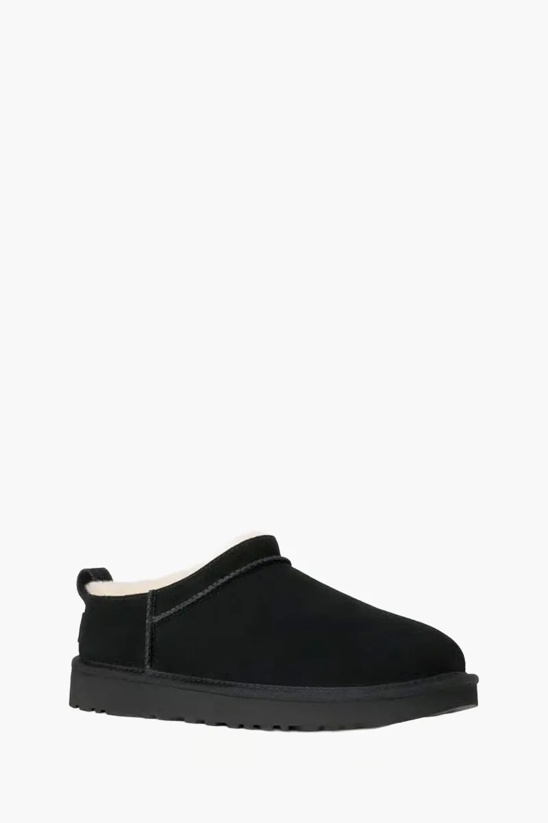 UGG Women Classic Micro Ankle Boots in Black Suede with Logo 2