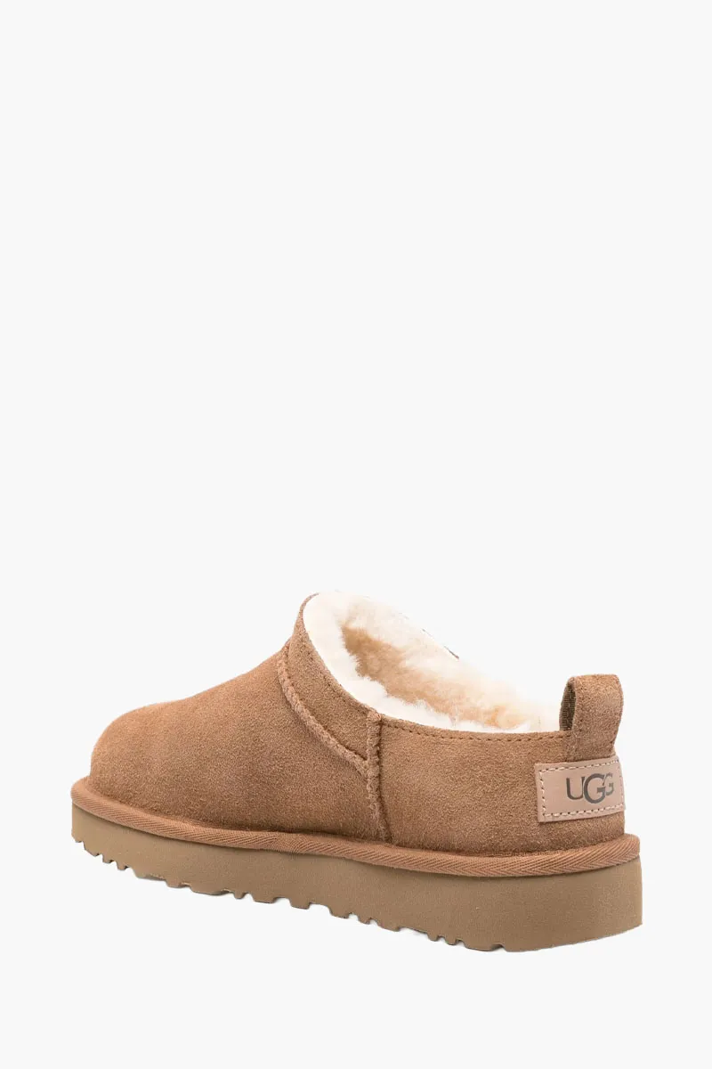 UGG Women Classic Micro Ankle Boots in Chestnut Suede with Logo 1