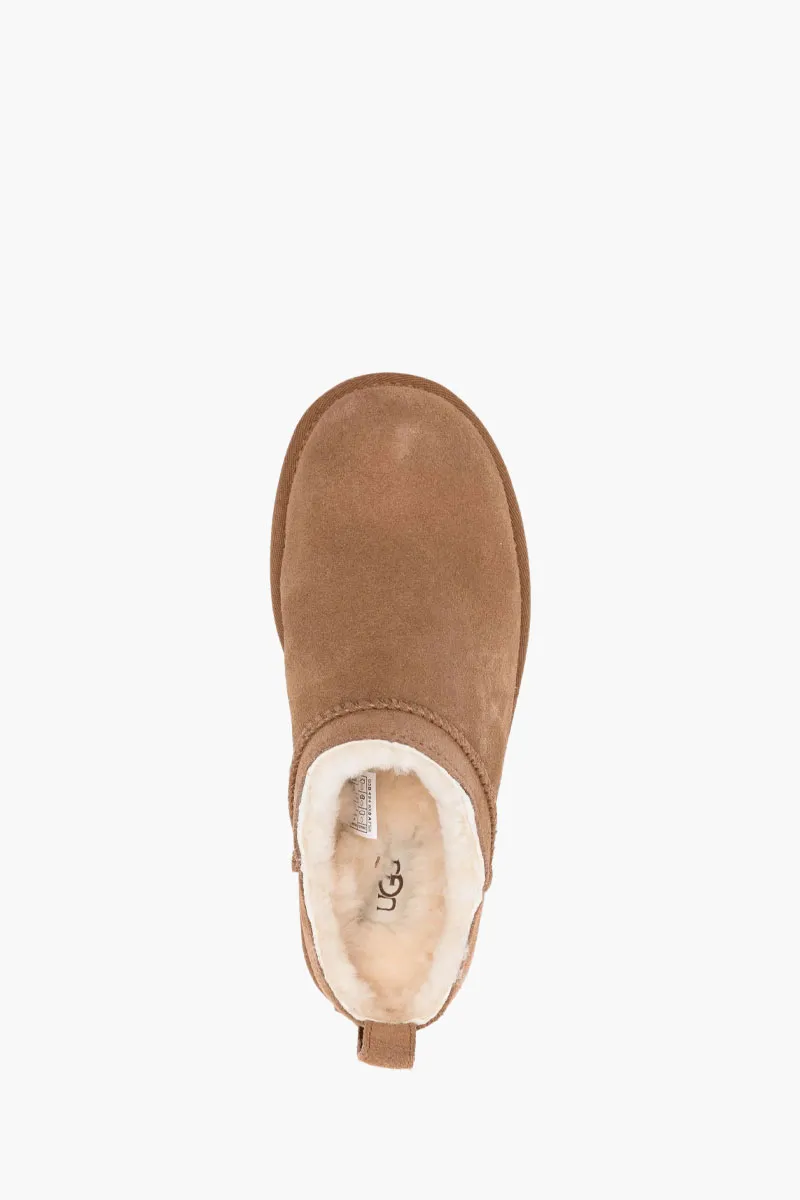 UGG Women Classic Micro Ankle Boots in Chestnut Suede with Logo 3