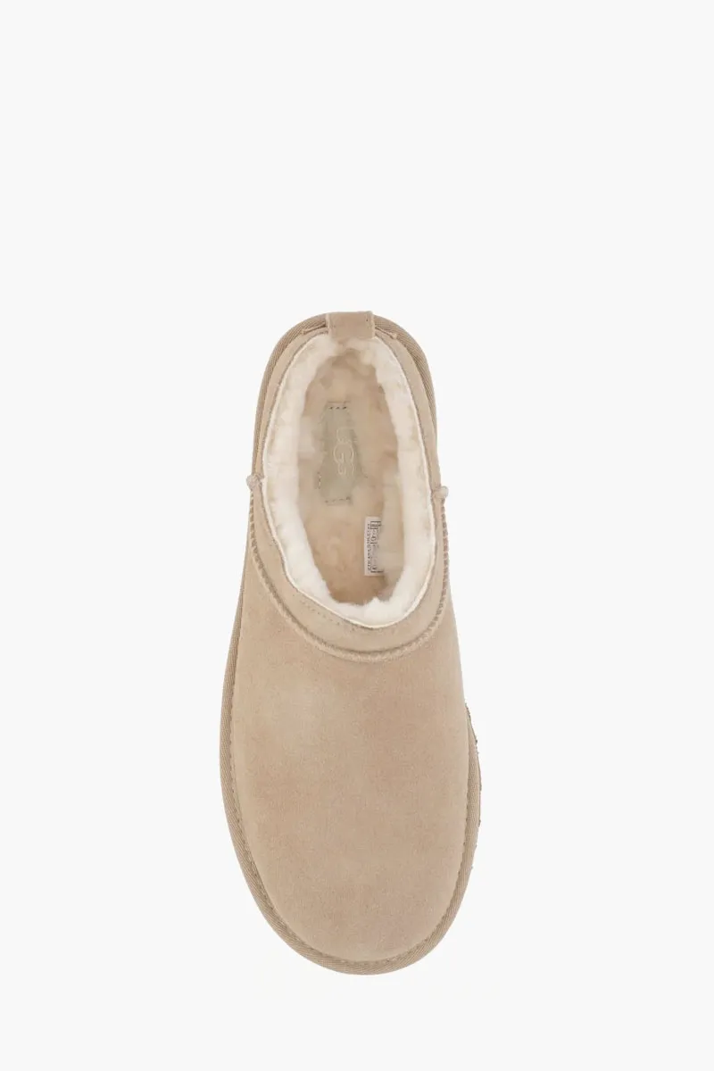 UGG Women Classic Micro Ankle Boots in Sand Suede with Logo 3