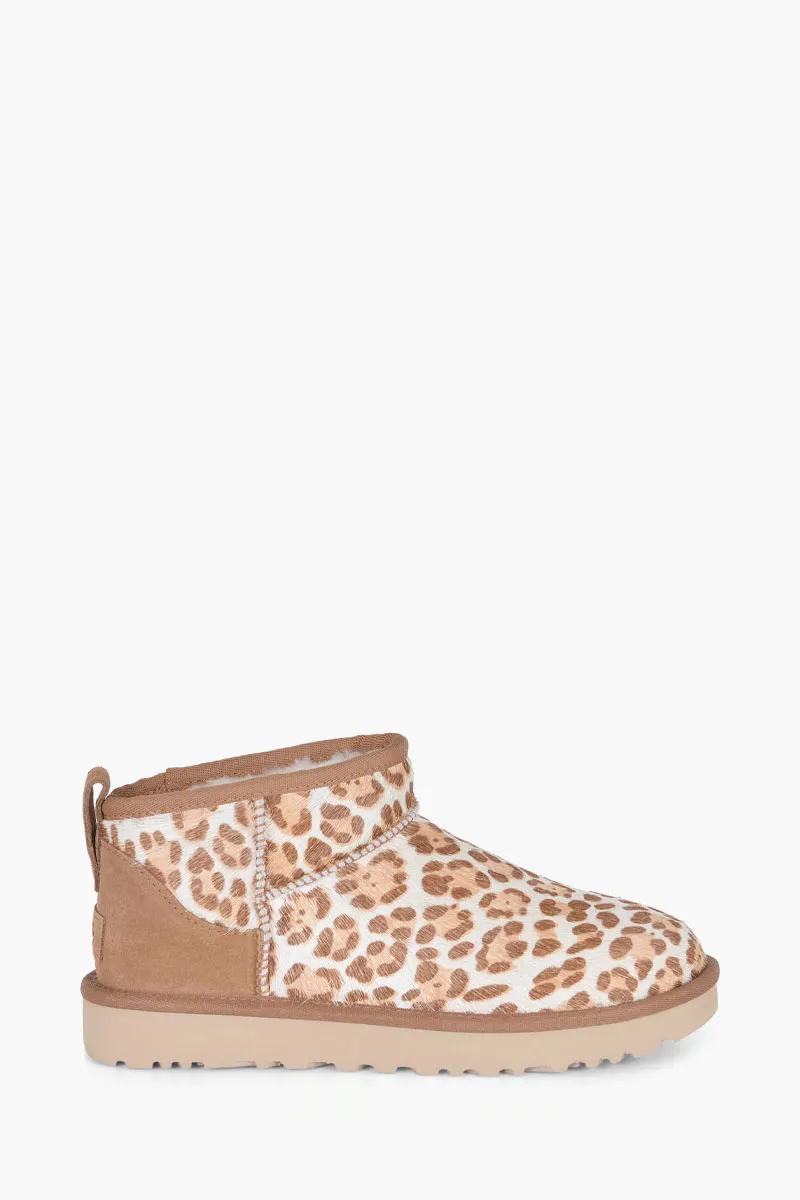 UGG Women Classic Ultra Mini Plains Boots in Felicity Leopard Jasmine Leather 0