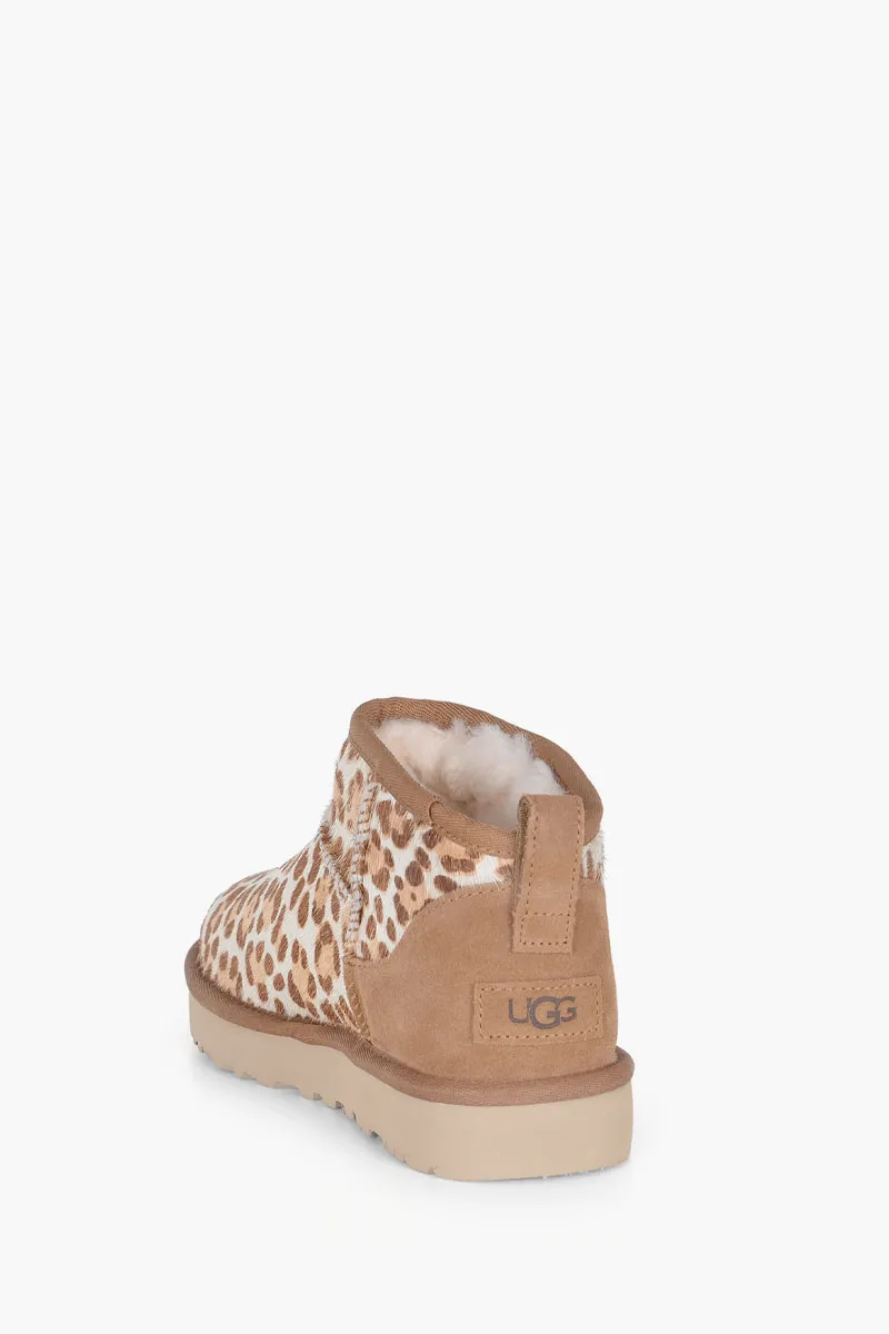 UGG Women Classic Ultra Mini Plains Boots in Felicity Leopard Jasmine Leather 1