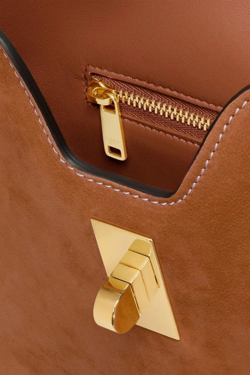 CELINE Small Camille 16 Soft Bag in Camel Nubuck Leather 3