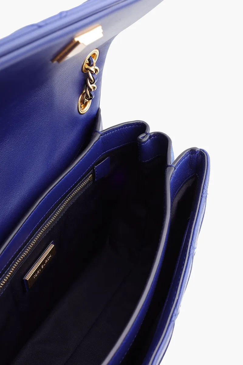 TORY BURCH Fleming Soft Convertible Diamond Pattern Shoulder Bag in Navy Day Leather x Suede 3