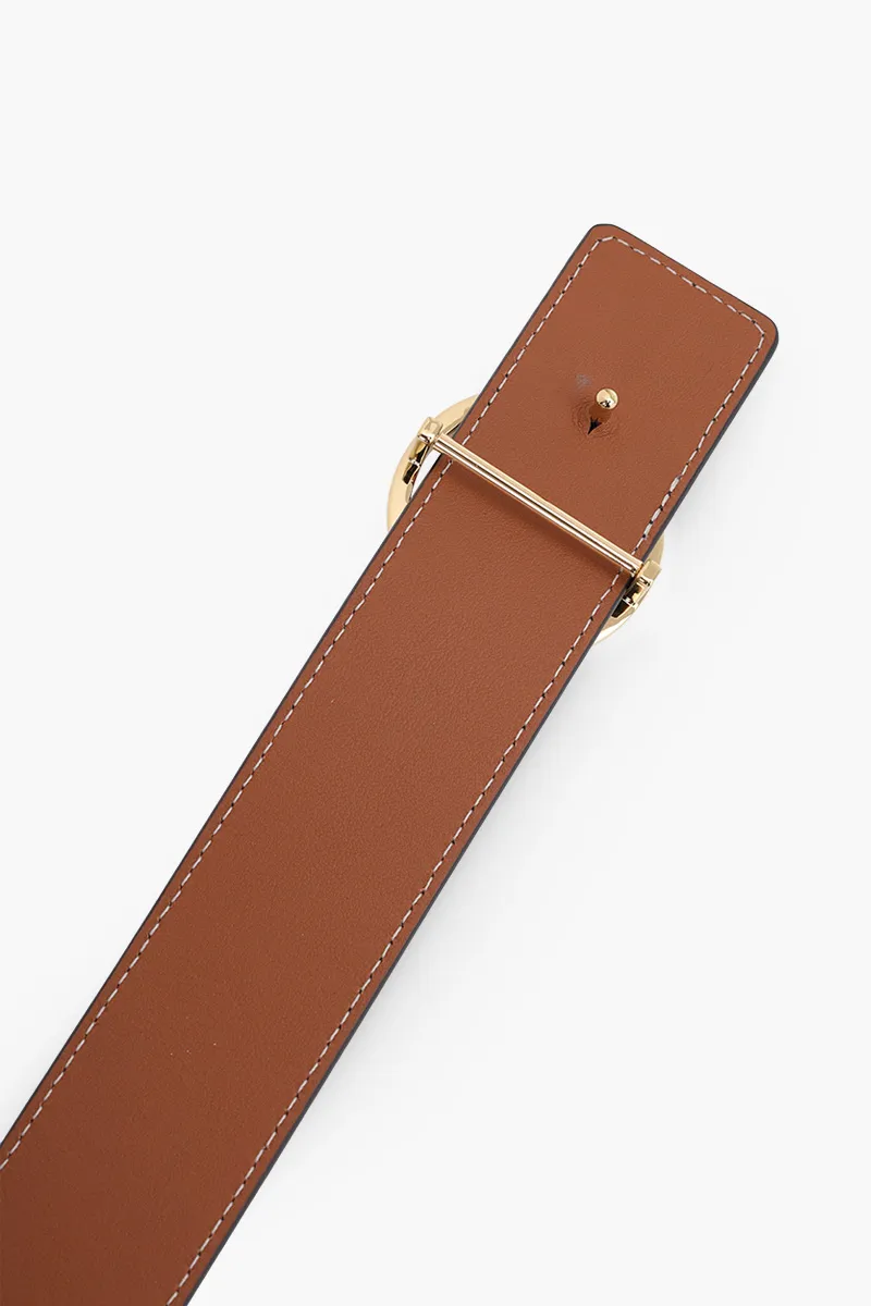 TORY BURCH 1.5" Miller Reversible Logo Belt in Black/New Cuoio GHW 3
