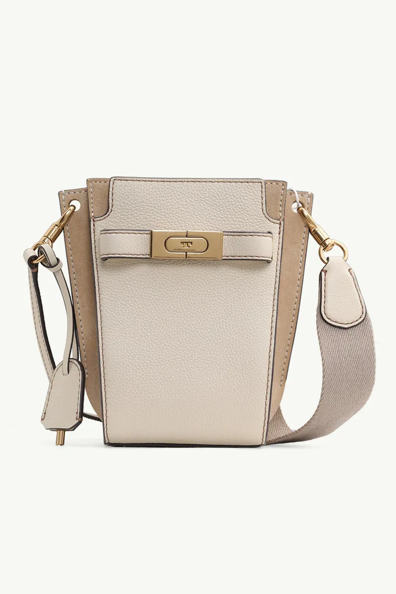 TORY BURCH Petite Lee Radziwill Pebbled Double Bucket Bag in New Moon 0