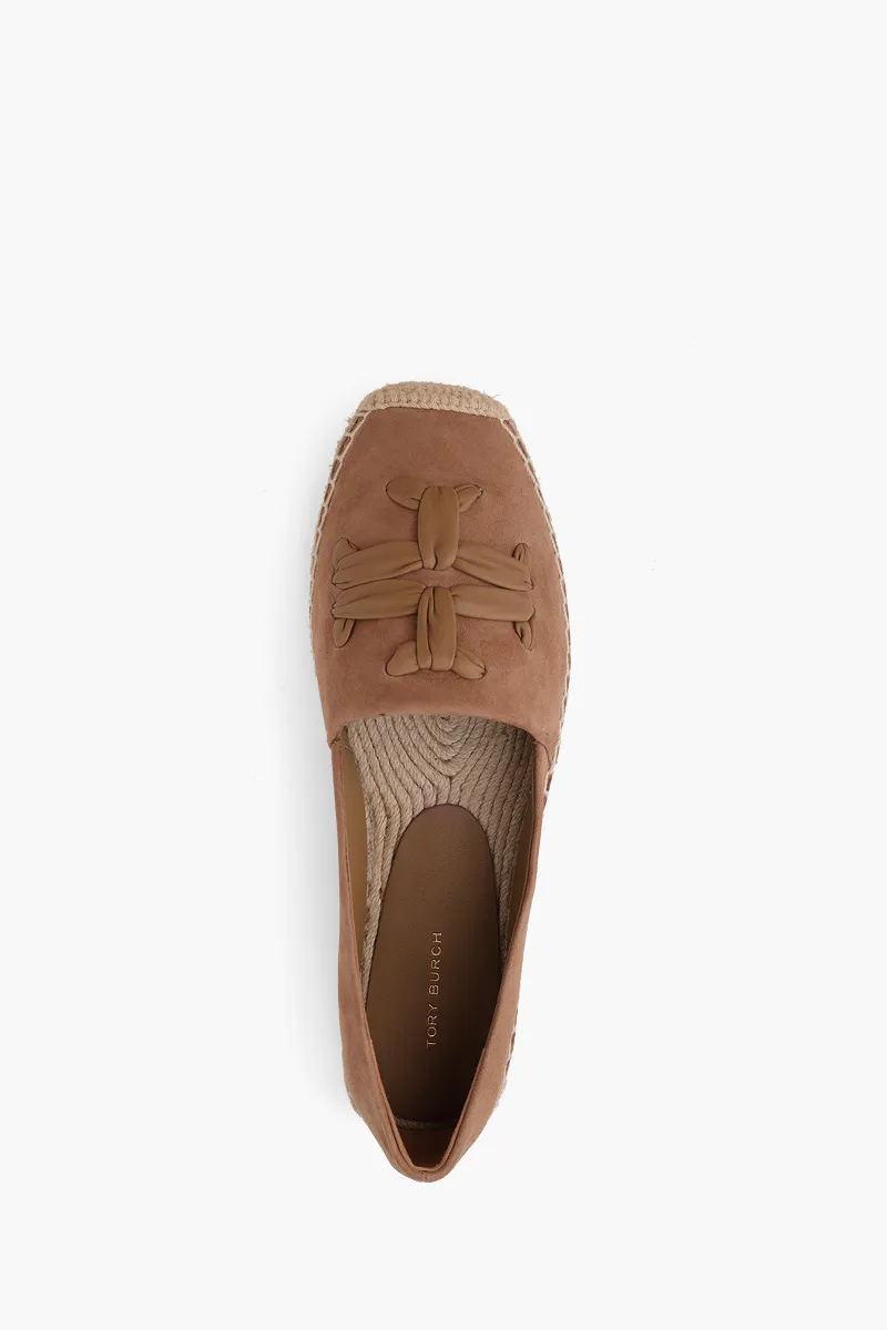 TORY BURCH Woven Double T Aline Espadrille in Almond Flour/Almond Flour Suede 3