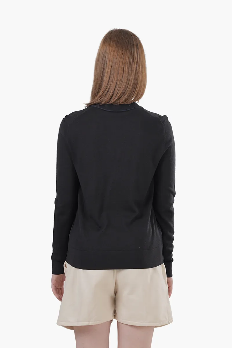TORY BURCH Women Simone Cardigan in Black Wool and Silk 1