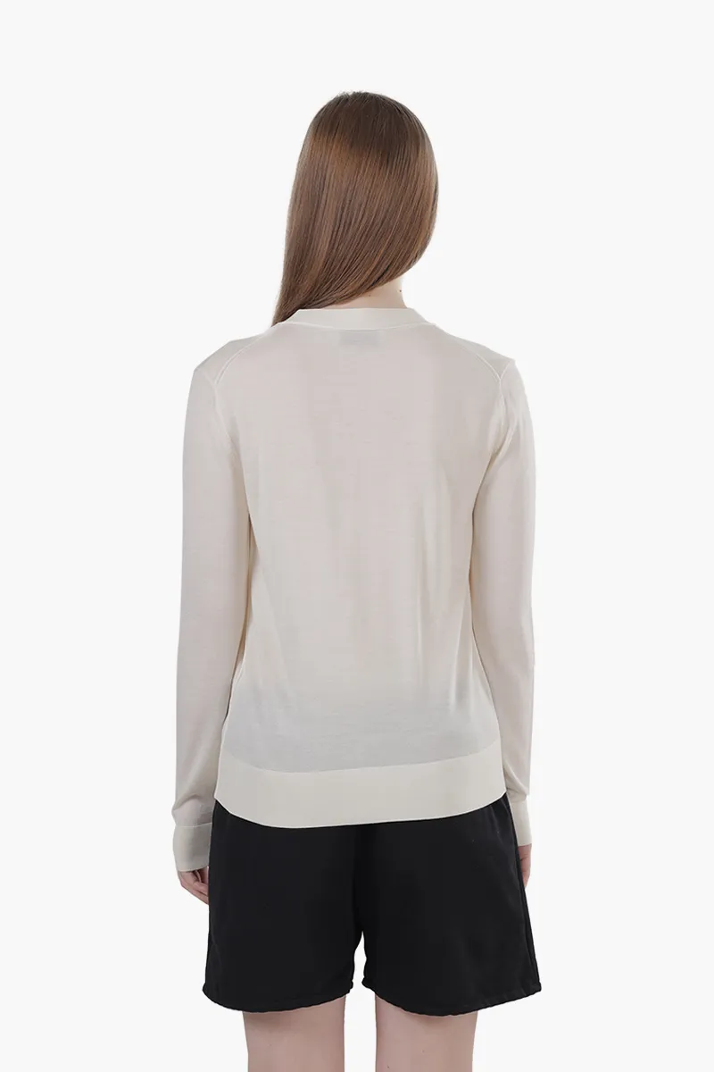 TORY BURCH Women Simone Cardigan in New Ivory Wool and Silk 1