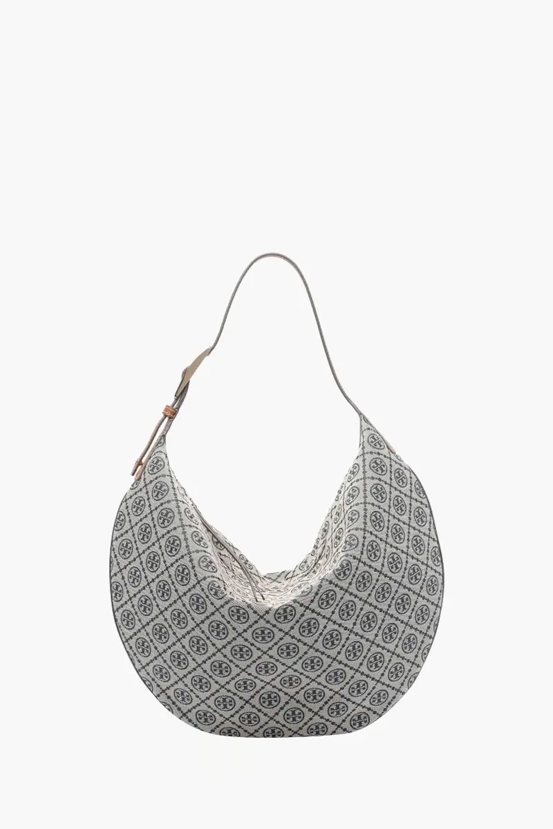 TORY BURCH T Monogram Balloon Shoulder Bag in Beige Fabric 0