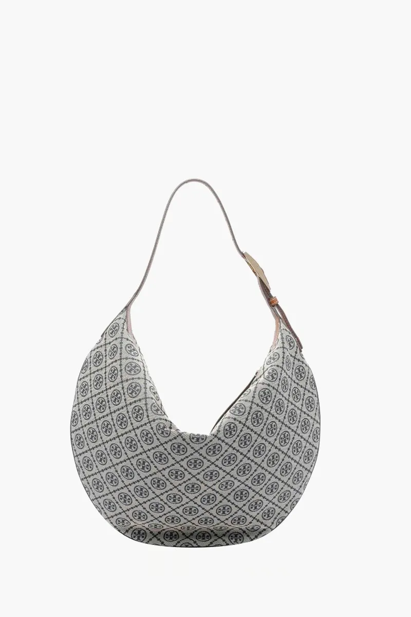 TORY BURCH T Monogram Balloon Shoulder Bag in Beige Fabric 2