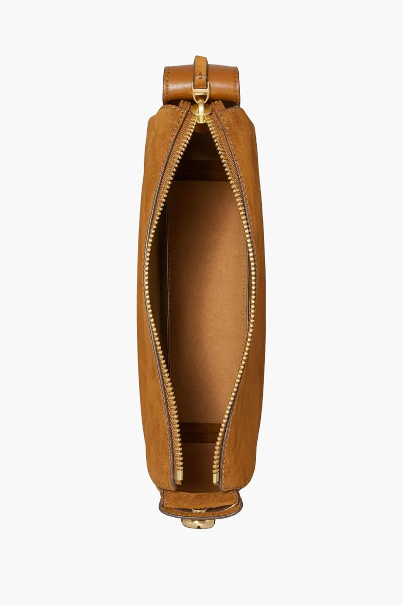 TORY BURCH Medium Romy Shoulder Bag in Caramel Suede 3