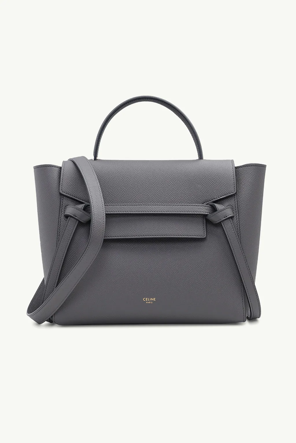CELINE Micro Belt in Dark Grey Grained Leather 0