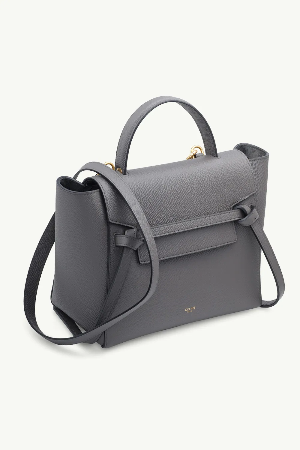 CELINE Micro Belt in Dark Grey Grained Leather 2