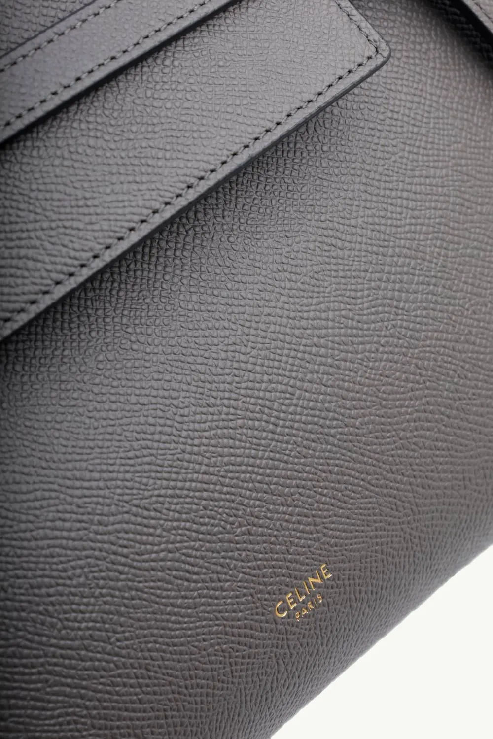 CELINE Micro Belt in Dark Grey Grained Leather 3