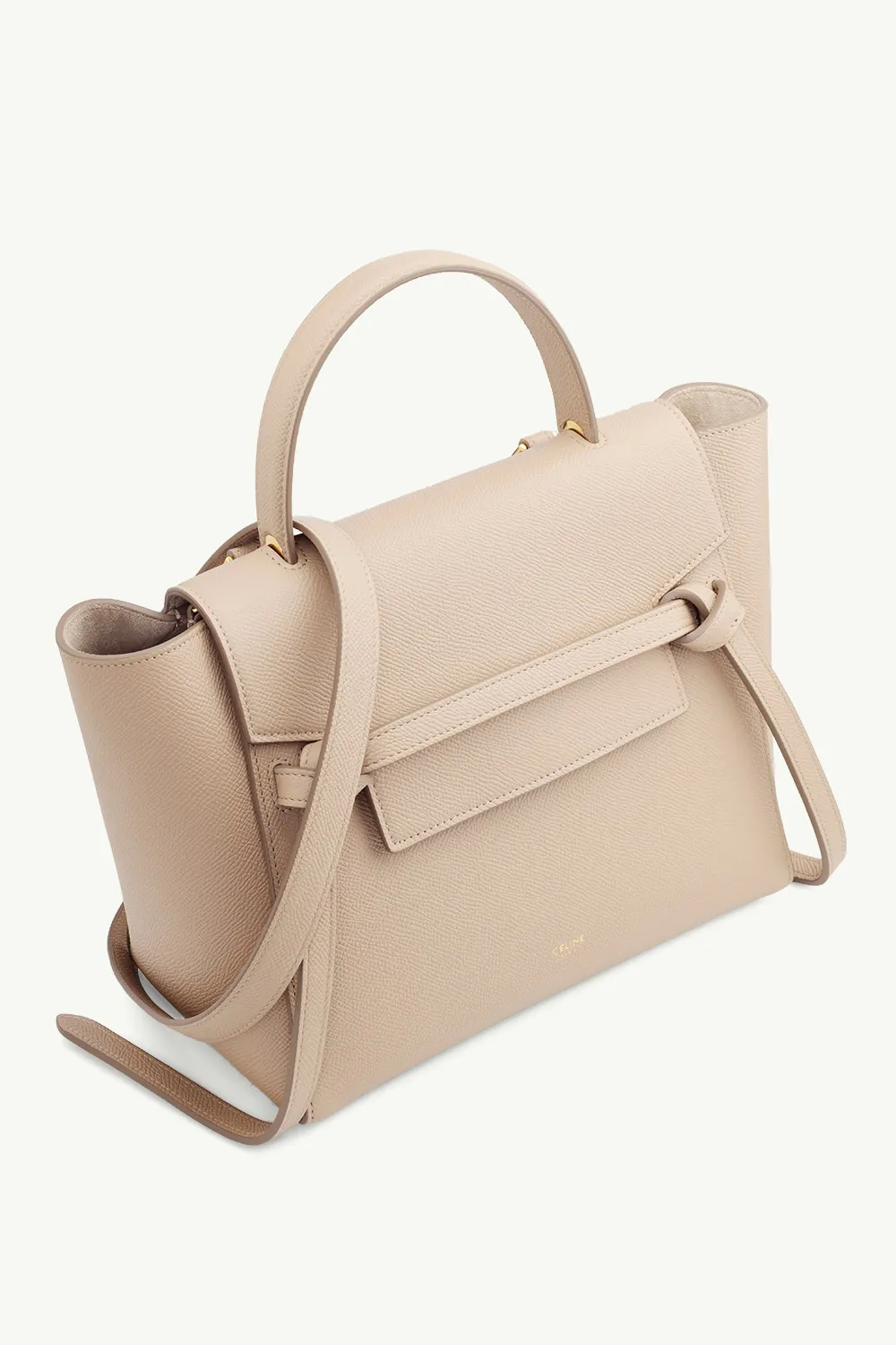 CELINE Micro Belt in Light Taupe Grained Leather 2