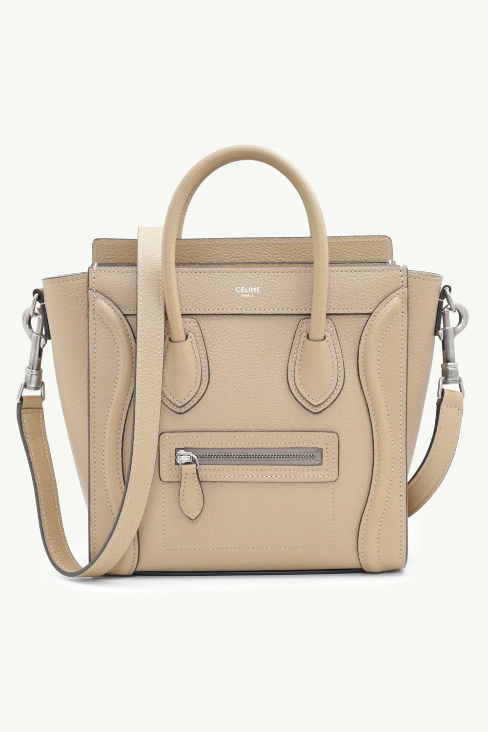 CELINE Nano Luggage Bag in Dune Drummed Leather 0