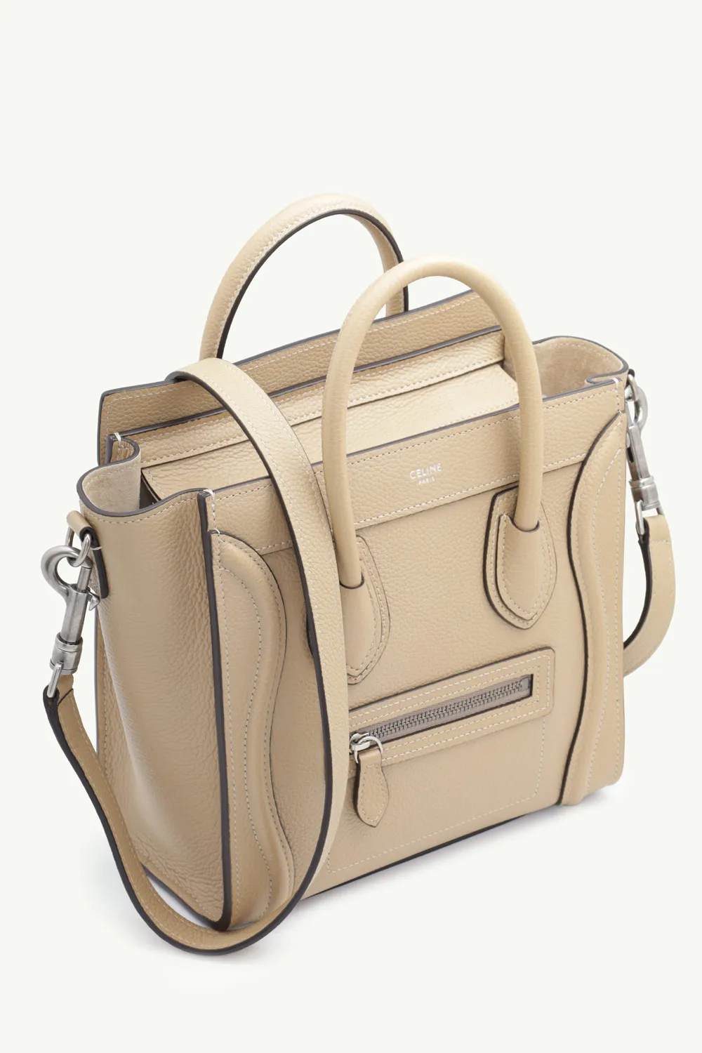 CELINE Nano Luggage Bag in Dune Drummed Leather 2